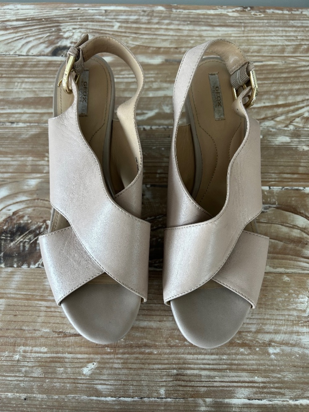 Geox Respira Thelma Cream Wedges Sz 39.5 (8.5-9) - EUC